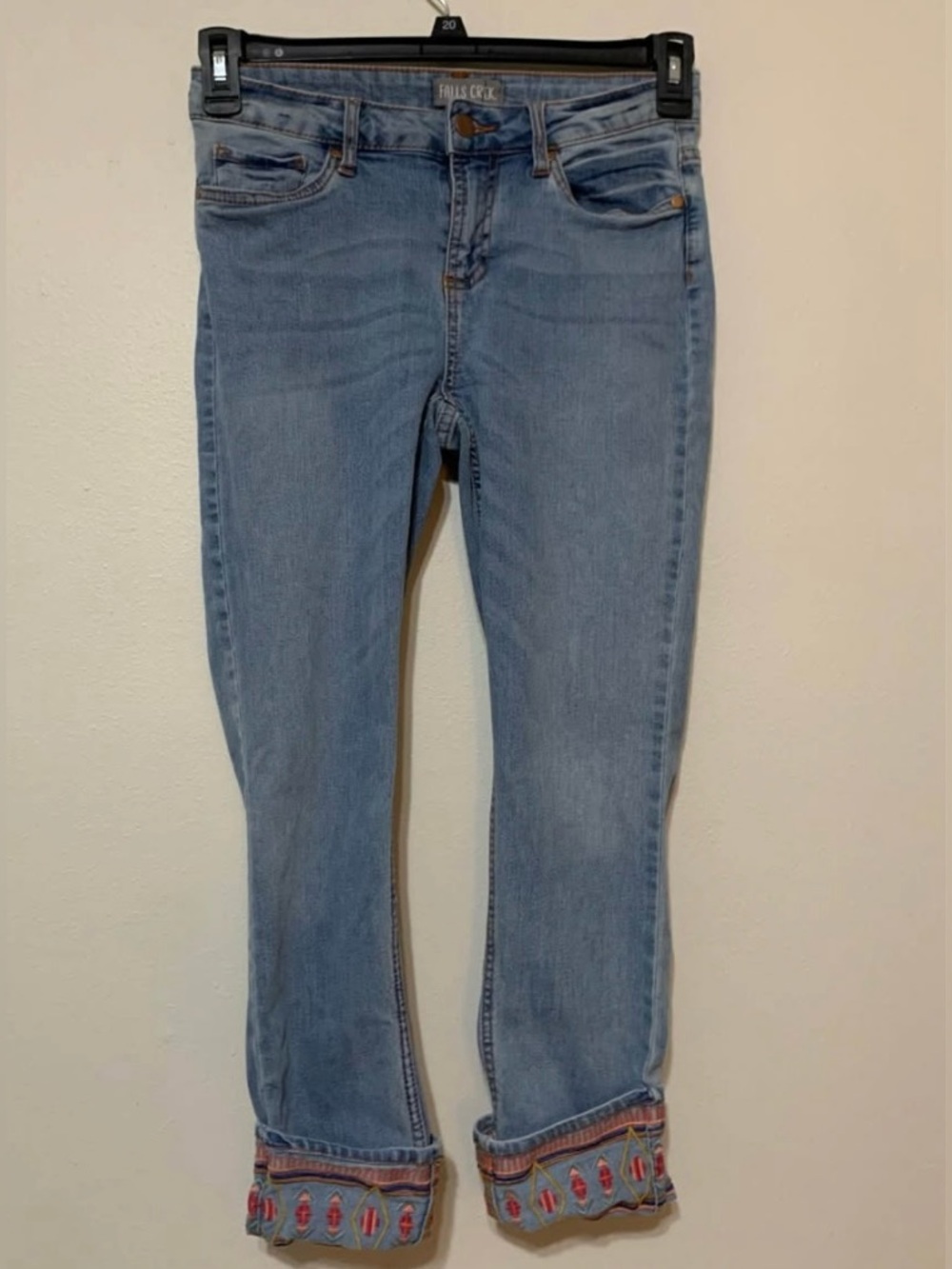 Light Blue Jeans Size 6 Straight Leg Pink Western Embroidered Permanent